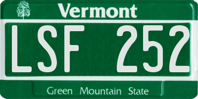 VT license plate LSF252