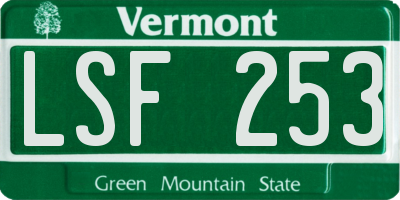 VT license plate LSF253