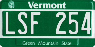 VT license plate LSF254