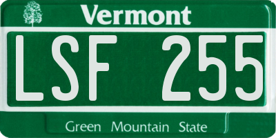 VT license plate LSF255