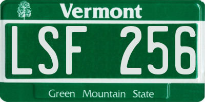 VT license plate LSF256