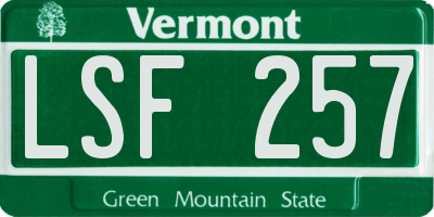 VT license plate LSF257