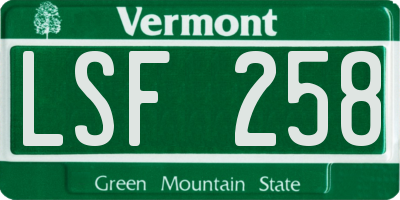 VT license plate LSF258