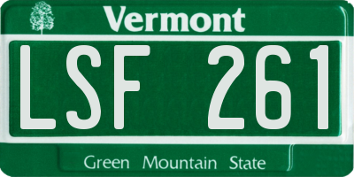 VT license plate LSF261