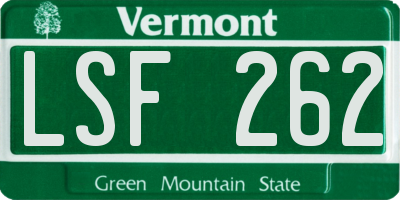 VT license plate LSF262