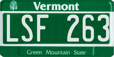 VT license plate LSF263