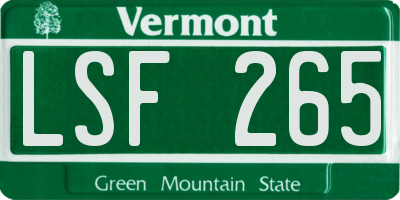 VT license plate LSF265