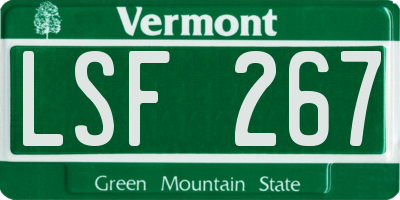 VT license plate LSF267