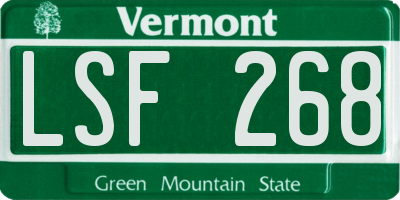 VT license plate LSF268