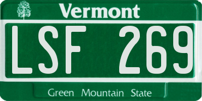VT license plate LSF269