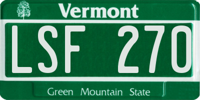 VT license plate LSF270