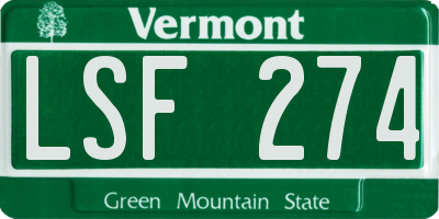 VT license plate LSF274