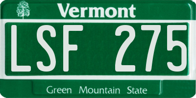 VT license plate LSF275