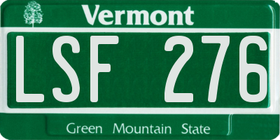 VT license plate LSF276