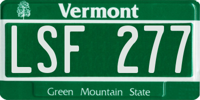 VT license plate LSF277