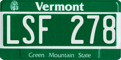 VT license plate LSF278