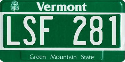 VT license plate LSF281