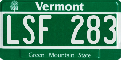 VT license plate LSF283