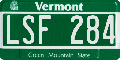VT license plate LSF284
