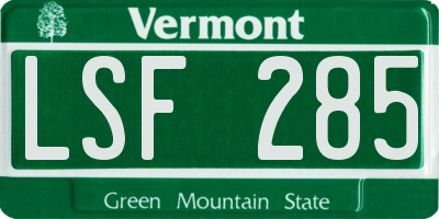 VT license plate LSF285