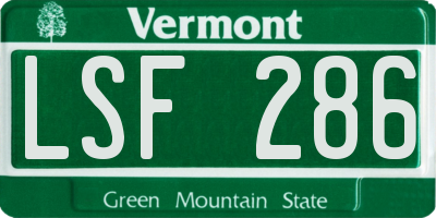 VT license plate LSF286