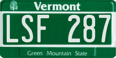 VT license plate LSF287