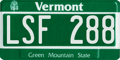 VT license plate LSF288
