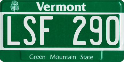 VT license plate LSF290