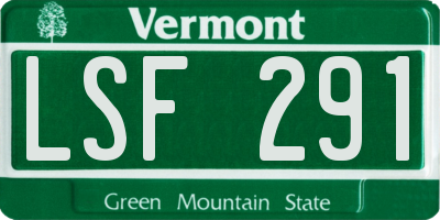VT license plate LSF291