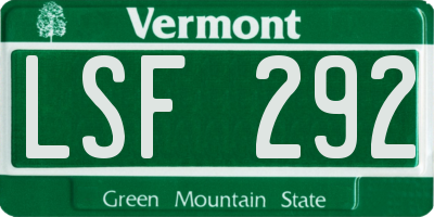 VT license plate LSF292