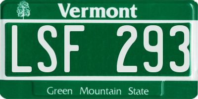 VT license plate LSF293