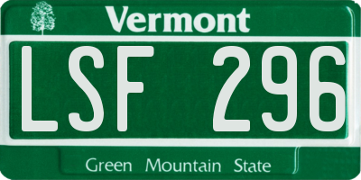 VT license plate LSF296
