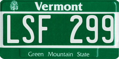 VT license plate LSF299