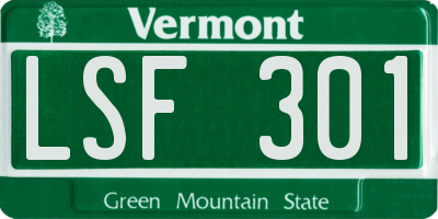 VT license plate LSF301