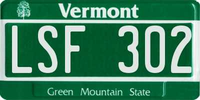 VT license plate LSF302