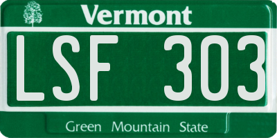 VT license plate LSF303