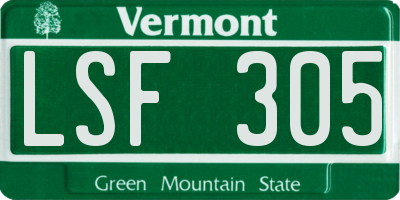 VT license plate LSF305