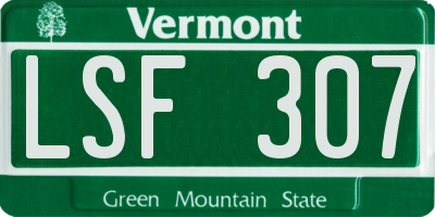 VT license plate LSF307