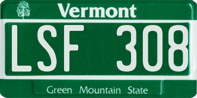 VT license plate LSF308