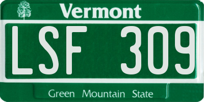 VT license plate LSF309