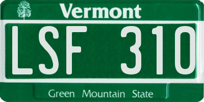 VT license plate LSF310