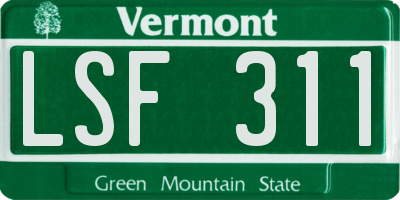 VT license plate LSF311