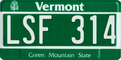VT license plate LSF314