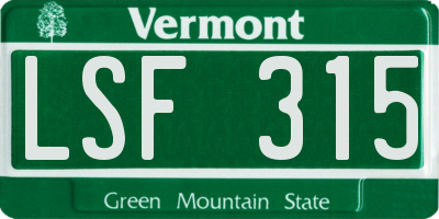 VT license plate LSF315
