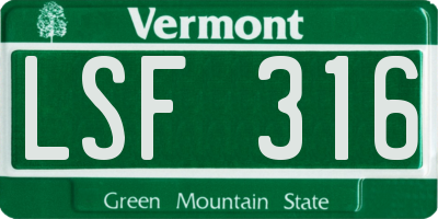 VT license plate LSF316