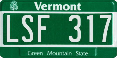 VT license plate LSF317