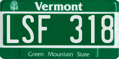 VT license plate LSF318