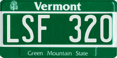 VT license plate LSF320