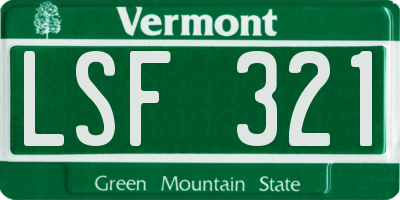 VT license plate LSF321