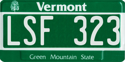 VT license plate LSF323